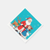 Happy Santa Claus mit Schneemann Serviette (Ecke)