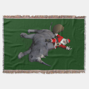 Happy Santa Claus On Rhino Rhinoceros Decke