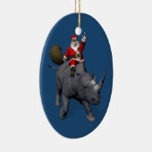 Happy Santa Claus On Rhino Rhinoceros Keramik Ornament (Rechts)