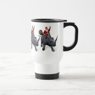 Happy Santa Claus On Rhino Rhinoceros Reisebecher