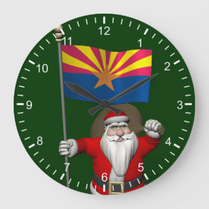 Happy Santa Claus On The Way To Arizona Große Wanduhr