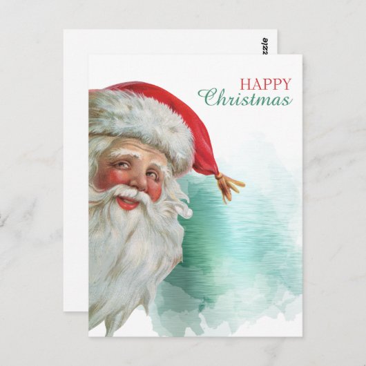 Happy Santa Claus Portrait Weihnachten Postkarte (Vorne/Hinten)