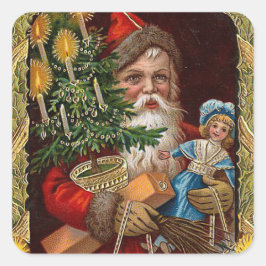"Happy Santa Claus" Quadratischer Aufkleber