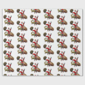 Happy Santa Claus Reiten auf dem farbenfrohen Cham Geschenkpapier (Flach)