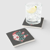 Happy Santa Claus springen und lächeln sagen, ho h Steinuntersetzer (Seitenansicht)