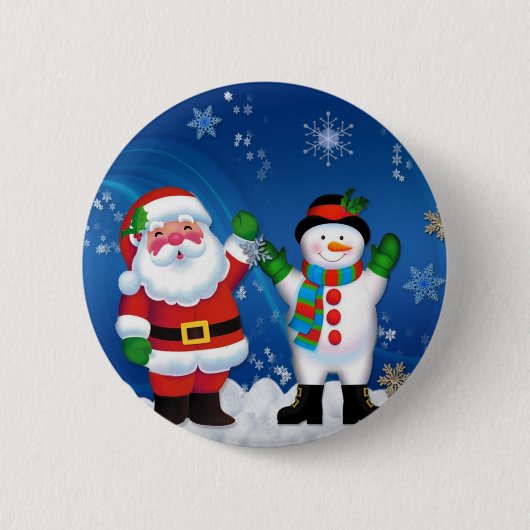 Happy Santa Claus und Snowman Button (Vorderseite)