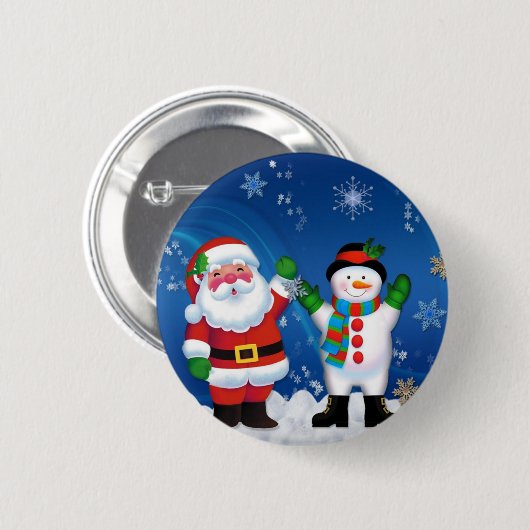 Happy Santa Claus und Snowman Button (Vorne & Hinten)