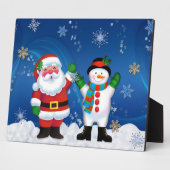 Happy Santa Claus und Snowman Fotoplatte (Seite)