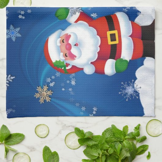 Happy Santa Claus und Snowman Geschirrtuch (Gefaltet)