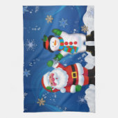 Happy Santa Claus und Snowman Geschirrtuch (Vertikal)