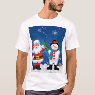 Happy Santa Claus und Snowman T-Shirt