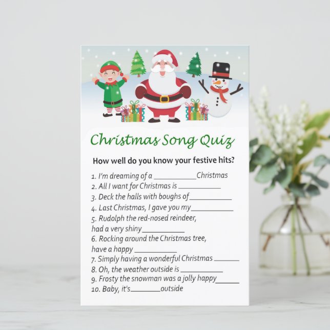 Happy Santa Claus Weihnachts Lied Quiz (Stehend Vorderseite)