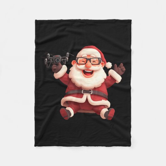 Happy Santa Claus With Drone For Lots And Drones L Fleecedecke (Vorderseite)