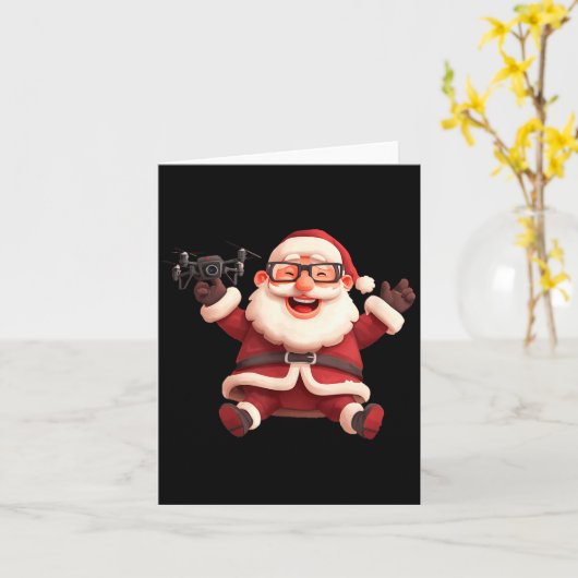 Happy Santa Claus With Drone For Lots And Drones L Karte (Gelbe Blume)