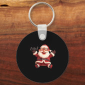 Happy Santa Claus With Drone For Lots And Drones L Schlüsselanhänger (Vorderseite)