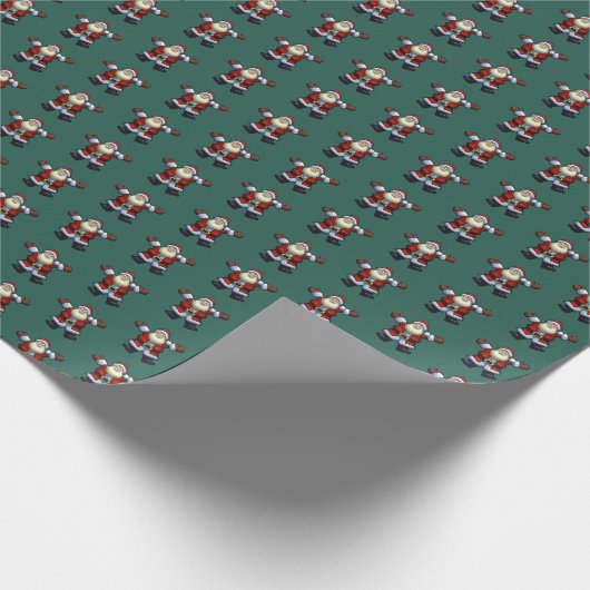 Happy Santa Father Christmas Pixel Art Pattern Geschenkpapier (Ecke)