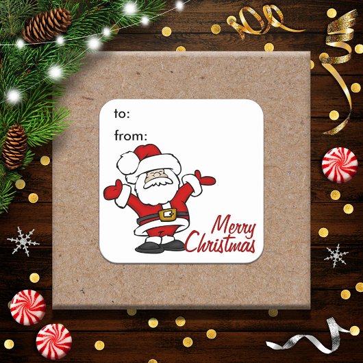 Happy Santa Gift Tag Sticker