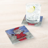 Happy Santa Glass Untersetzer (Schrägansicht)