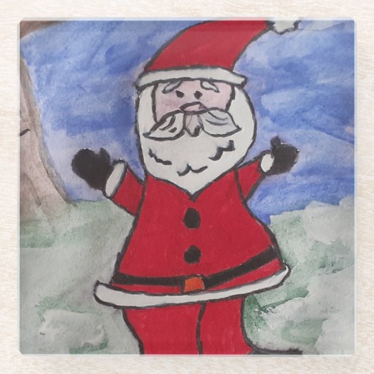 Happy Santa Glass Untersetzer (Vorderseite)