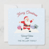 Happy Santa, hellblaue Weihnachten Einladung (Vorderseite)