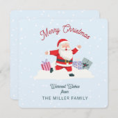 Happy Santa, hellblaue Weihnachten Einladung (Vorne/Hinten)