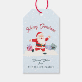 Happy Santa, hellblaue Weihnachten Geschenkanhänger