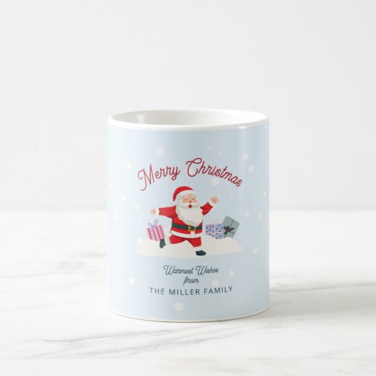 Happy Santa, hellblaue Weihnachten Kaffeetasse (Mittel)
