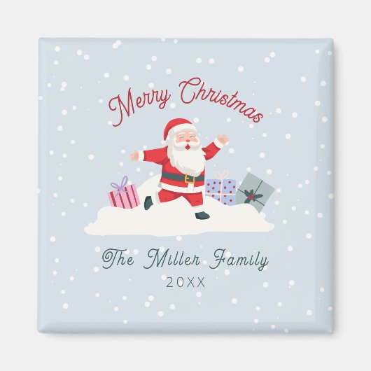 Happy Santa, hellblaue Weihnachten Magnet (Vorne)