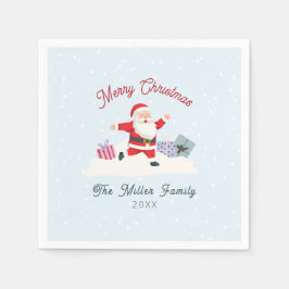 Happy Santa, hellblaue Weihnachten Serviette