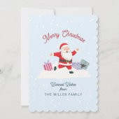 Happy Santa, hellblaue Weihnachtskarte Einladung (Vorderseite)