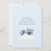 Happy Santa, hellblaue Weihnachtskarte Einladung (Rückseite)