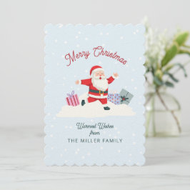 Happy Santa, hellblaue Weihnachtskarte Einladung