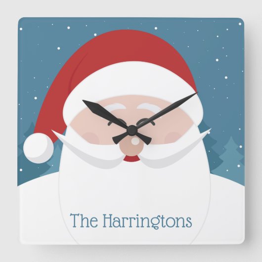 Happy Santa individuelle Name Wanduhren (Vorderseite)