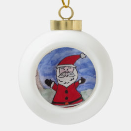 Happy Santa Keramik Kugel-Ornament