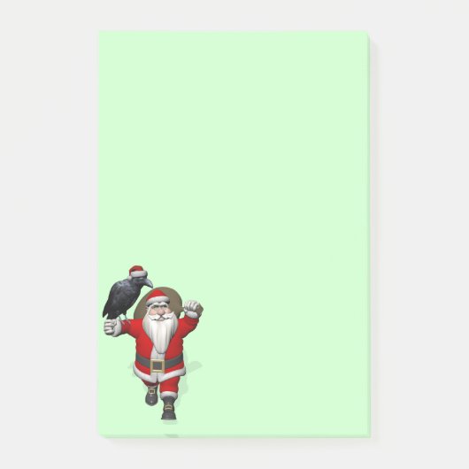 Happy Santa mit Big Black Raven Post-it Klebezettel (Vorderseite)