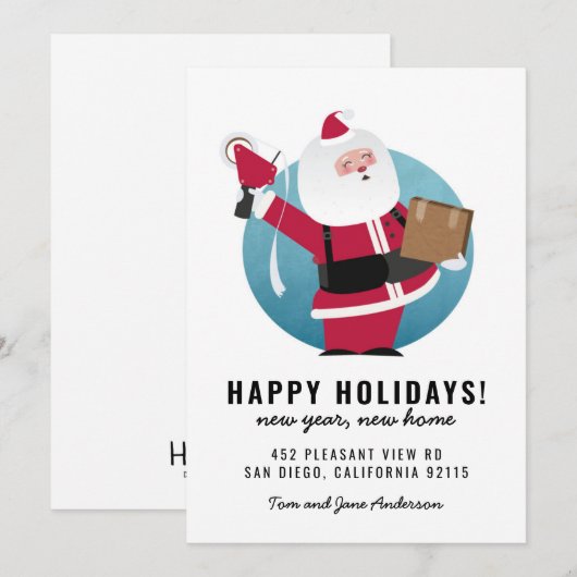 Happy Santa Mover mit Box Einladung (Vorne/Hinten)