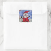 Happy Santa Quadratischer Aufkleber (Tasche)