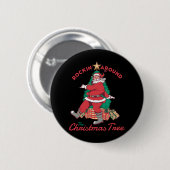 Happy Santa Rockin rund um den Weihnachtsbaum Button (Vorne & Hinten)