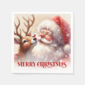Happy Santa Rudolph Holiday Table Napkins Serviette (Vorderseite)