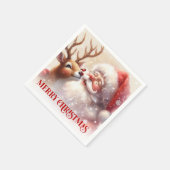 Happy Santa Rudolph Holiday Table Napkins Serviette (Ecke)