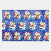 Happy Santa Snowman 3 Snow Coordination Geschenkpapier Set (Vorderseite)