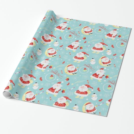 Happy Santa und Frosty Geschenkpapier (Ungerollt)