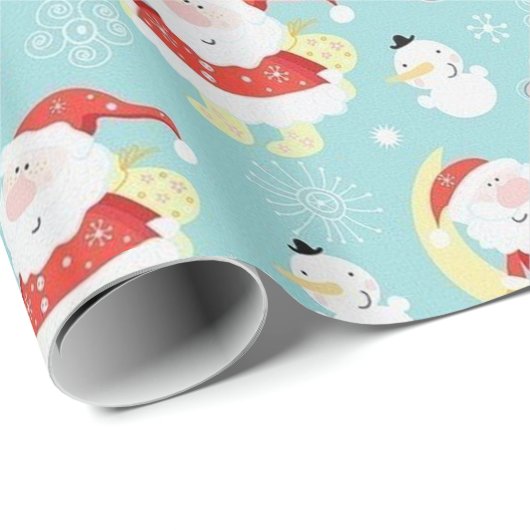 Happy Santa und Frosty Geschenkpapier (Rolleneckpunkt)