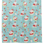Happy Santa und Frosty und Chihuahua Duschvorhang (Vorderseite)