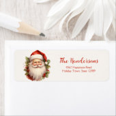 Happy Santa Vintag Rücksendeadressen-Aufklebers (Insitu)