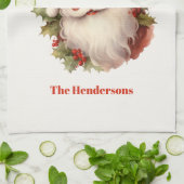 Happy Santa Vintage Christmas Geschirrtuch (Gefaltet)