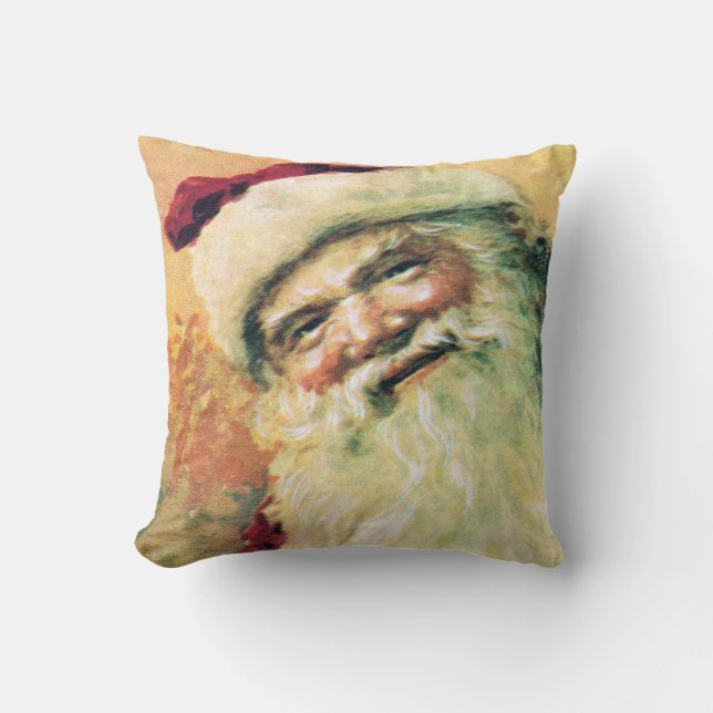 Happy Santa Vintage Christmas Kissen (Vorderseite)