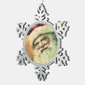 Happy Santa Vintage Christmas Schneeflocken Zinn-Ornament (Rechts)