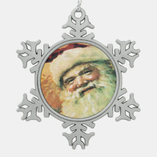 Happy Santa Vintage Christmas Schneeflocken Zinn-Ornament