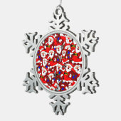Happy Santa Zinnschmuck Schneeflocken Zinn-Ornament (Rechts)